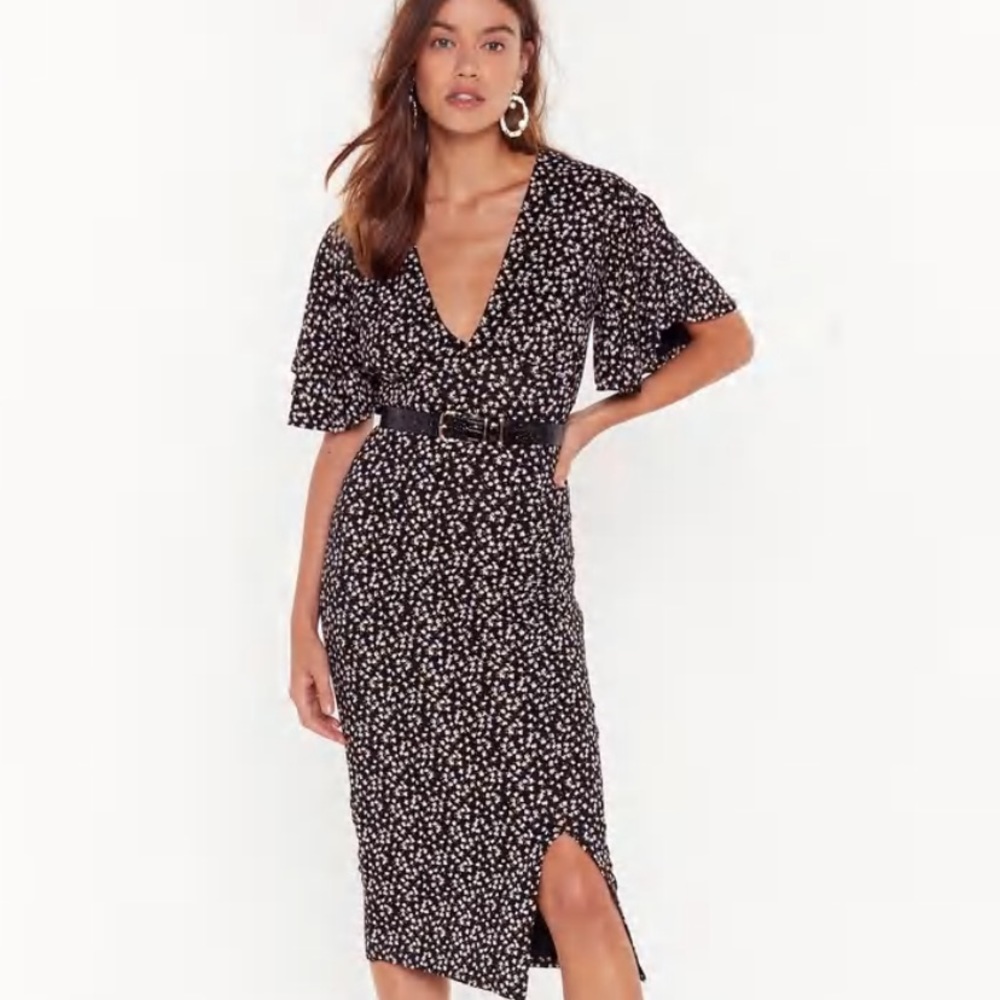 Nasty Gal Black and White Midi Dress